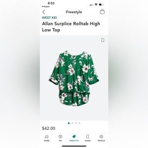 West Kei Allan Surplice Rolltab High Low top.